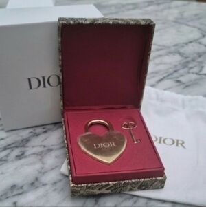NIB Dior Novelty Gold Heart Lock and Key Set in Box